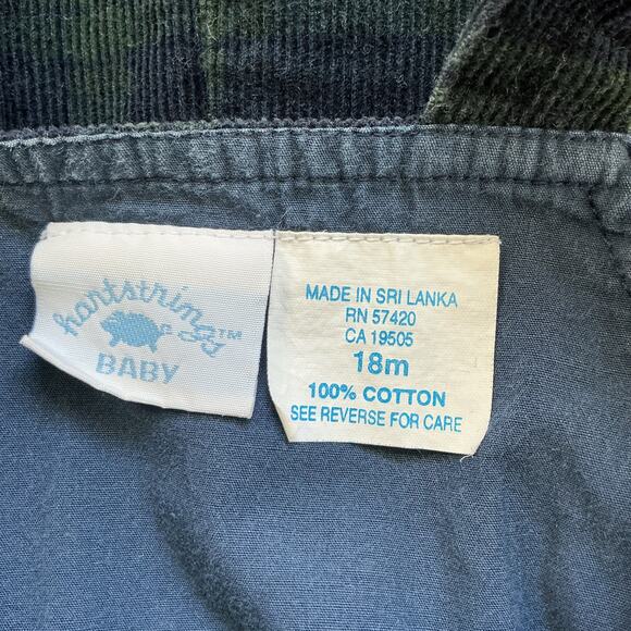 Vintage Hartstrings Baby Blue Green Plaid Corduroy Logo Overall Romper 18M - Picture 4 of 5